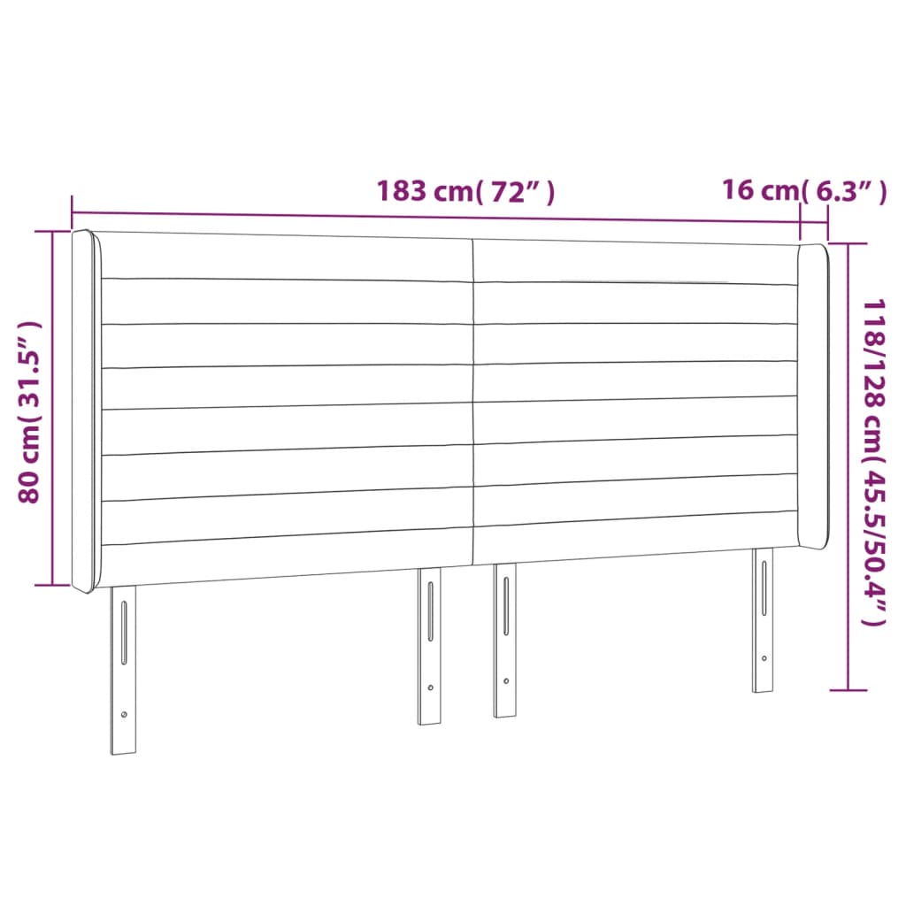 vidaXL Zagłówek do łóżka z LED ciemnobrązowy 183x16x118/128 cm tkanina