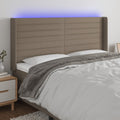 vidaXL Zagłówek do łóżka z LED, taupe, 203x16x118/128 cm, tkanina