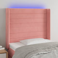 vidaXL Zagłówek do łóżka z LED, różowy, 83x16x118/128 cm, aksamit