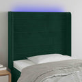 vidaXL Zagłówek do łóżka z LED, ciemnozielony 93x16x118/128 cm aksamit