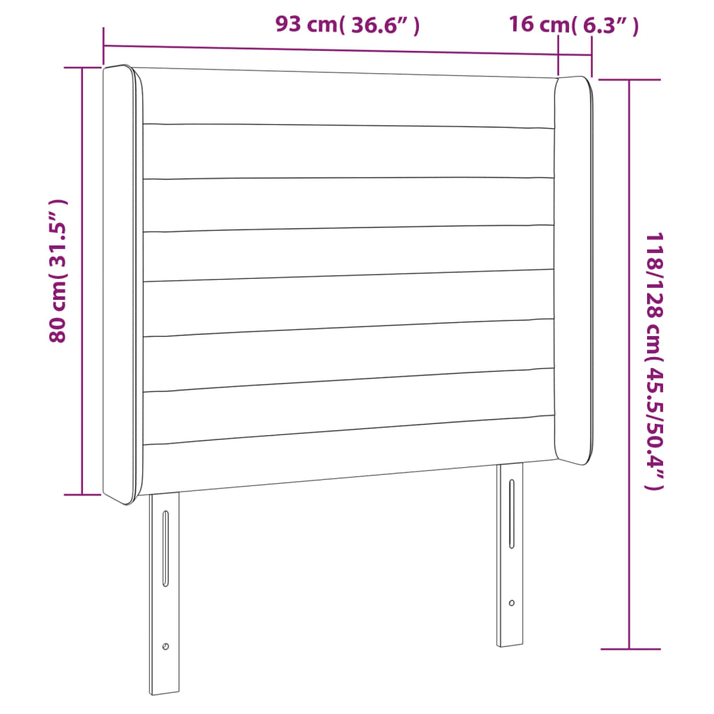 vidaXL Zagłówek do łóżka z LED, różowy, 93x16x118/128 cm, aksamit