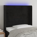 vidaXL Zagłówek do łóżka z LED, czarny, 103x16x118/128 cm, aksamit