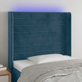vidaXL Zagłówek do łóżka z LED ciemnoniebieski, 103x16x118/128 cm