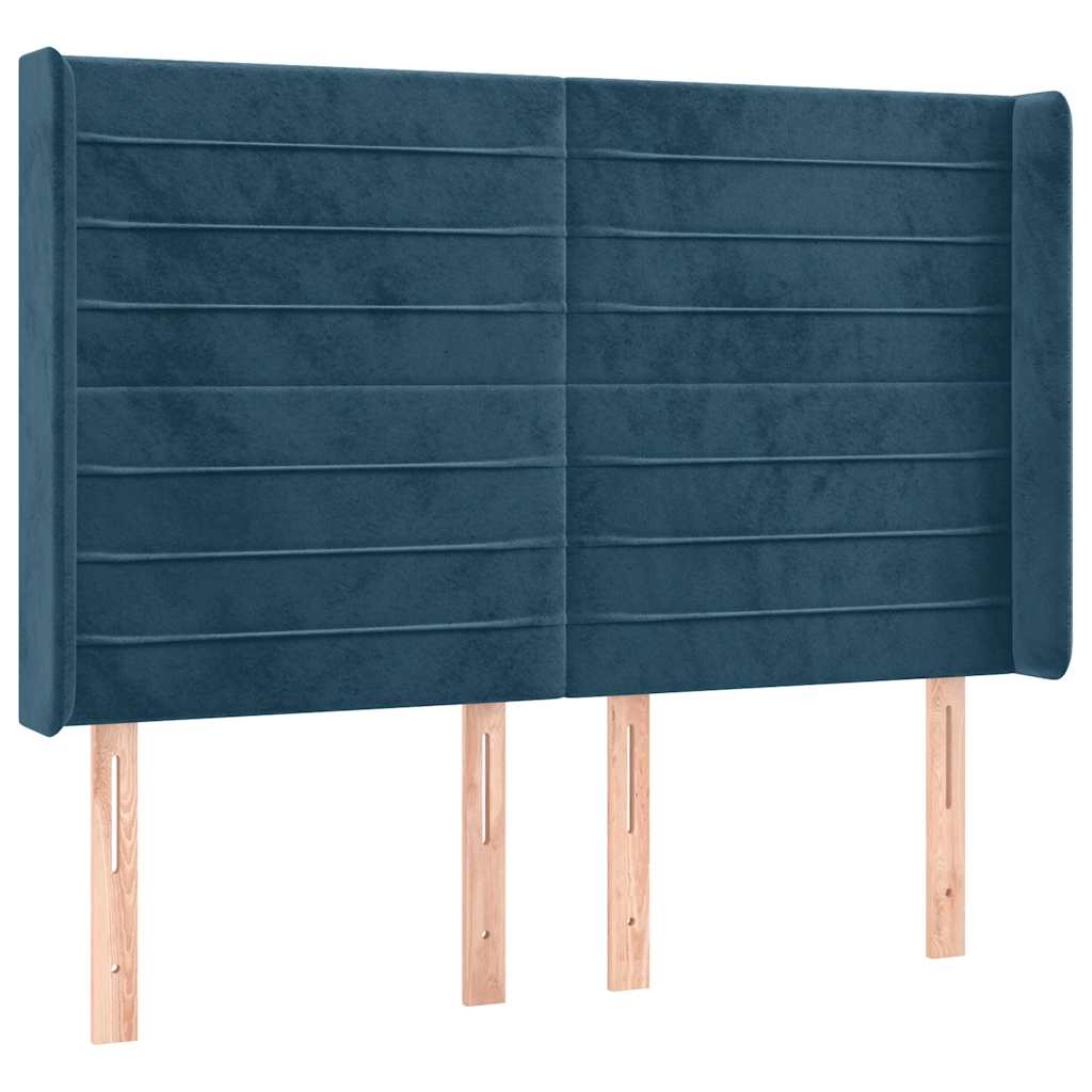 vidaXL Zagłówek do łóżka z LED ciemnoniebieski, 147x16x118/128 cm