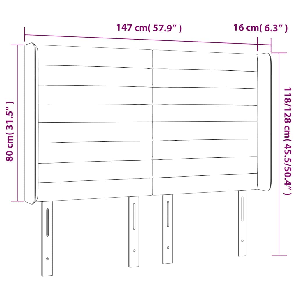 vidaXL Zagłówek do łóżka z LED ciemnoniebieski, 147x16x118/128 cm