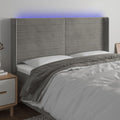 vidaXL Zagłówek do łóżka z LED, jasnoszary, 163x16x118/128 cm, aksamit