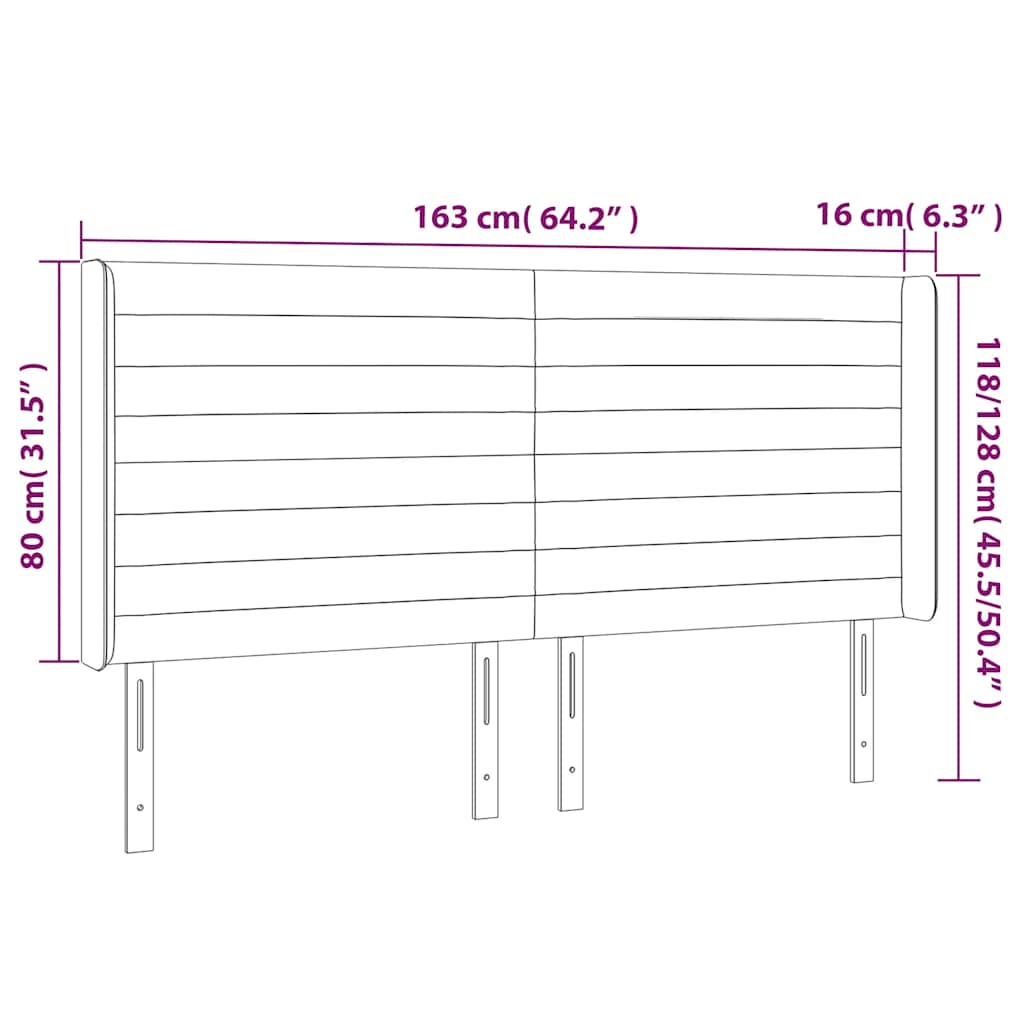 vidaXL Zagłówek do łóżka z LED, ciemnozielony 163x16x118/128cm aksamit