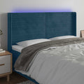 vidaXL Zagłówek do łóżka z LED ciemnoniebieski, 163x16x118/128 cm