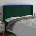 vidaXL Zagłówek do łóżka z LED, ciemnozielony 183x16x118/128cm aksamit