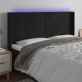 vidaXL Zagłówek do łóżka z LED, czarny, 203x16x118/128 cm, aksamit