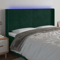 vidaXL Zagłówek do łóżka z LED, ciemnozielony 203x16x118/128cm aksamit