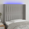vidaXL Zagłówek do łóżka z LED, jasnoszary, 83x16x118/128 cm, tkanina