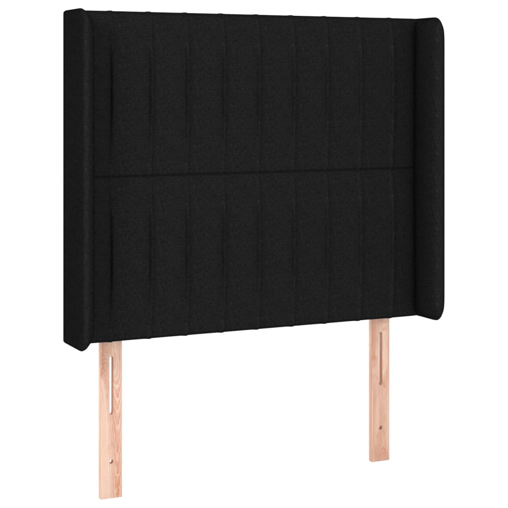 vidaXL Zagłówek do łóżka z LED, czarny, 93x16x118/128 cm, tkanina