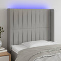 vidaXL Zagłówek do łóżka z LED, jasnoszary, 103x16x118/128 cm, tkanina
