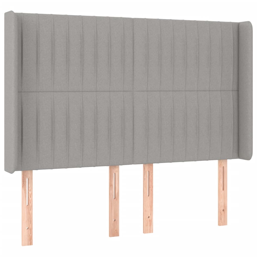vidaXL Zagłówek do łóżka z LED, jasnoszary, 147x16x118/128 cm, tkanina