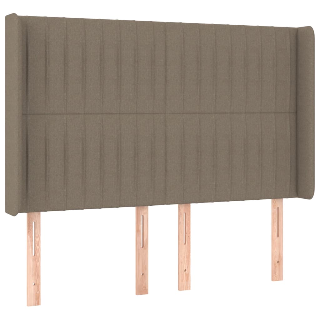 vidaXL Zagłówek do łóżka z LED, taupe, 147x16x118/128 cm, tkanina