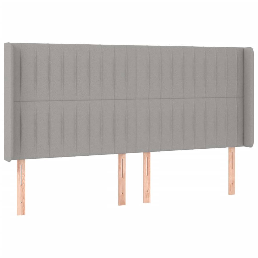 vidaXL Zagłówek do łóżka z LED, jasnoszary, 163x16x118/128 cm, tkanina