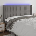 vidaXL Zagłówek do łóżka z LED, ciemnoszary, 163x16x118/128cm, tkanina
