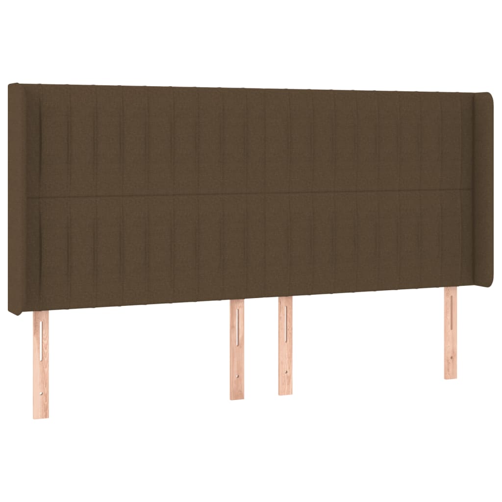 vidaXL Zagłówek do łóżka z LED ciemnobrązowy 163x16x118/128 cm tkanina