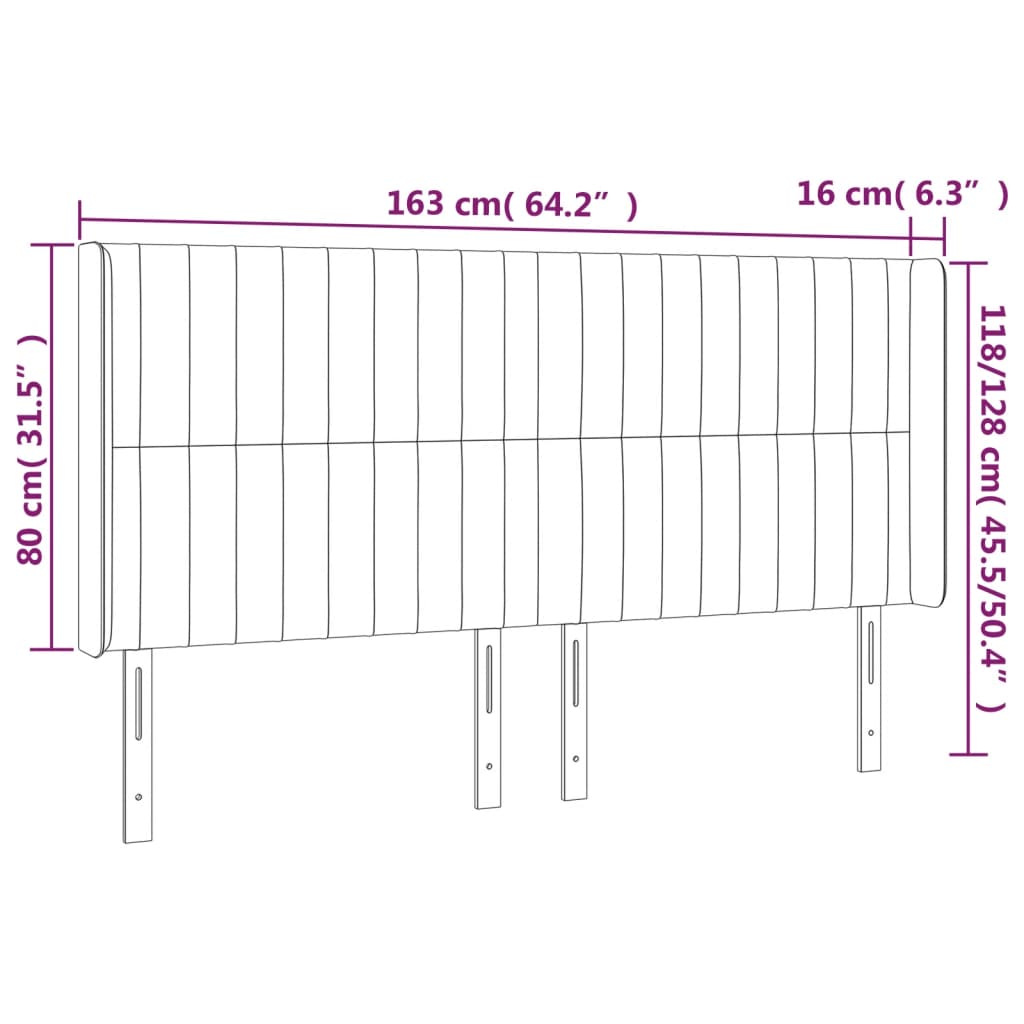 vidaXL Zagłówek do łóżka z LED ciemnobrązowy 163x16x118/128 cm tkanina