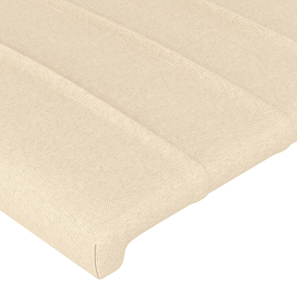 vidaXL Zagłówek do łóżka z LED, kremowy, 163x16x118/128 cm, tkanina