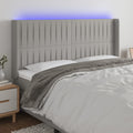vidaXL Zagłówek do łóżka z LED, jasnoszary, 183x16x118/128 cm, tkanina