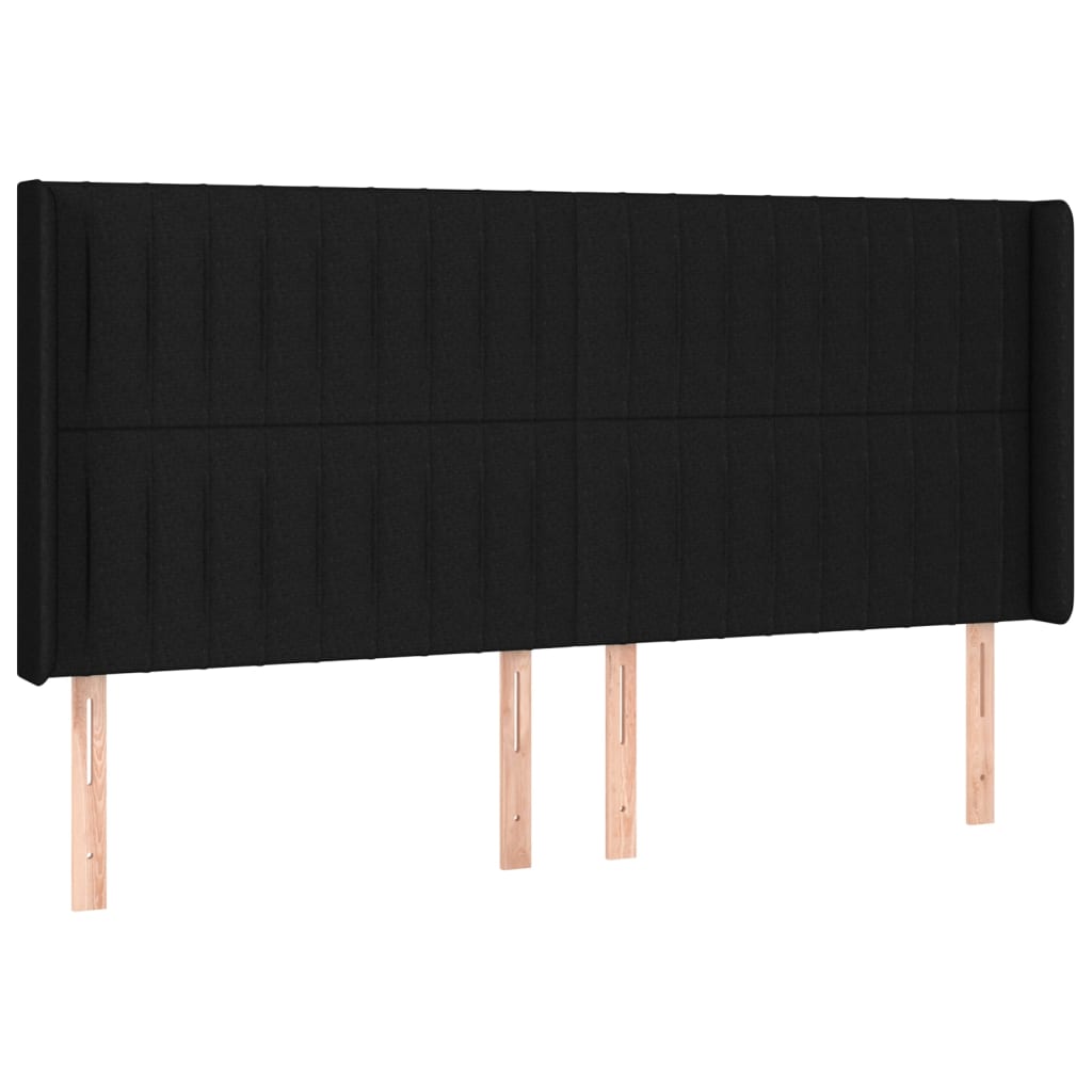 vidaXL Zagłówek do łóżka z LED, czarny, 183x16x118/128 cm, tkanina