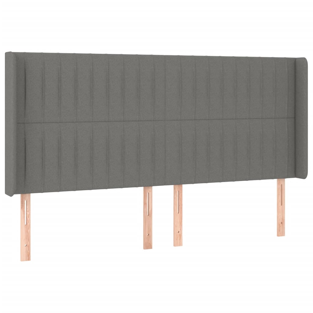 vidaXL Zagłówek do łóżka z LED, ciemnoszary, 203x16x118/128cm, tkanina