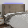 vidaXL Zagłówek do łóżka z LED, taupe, 203x16x118/128 cm, tkanina