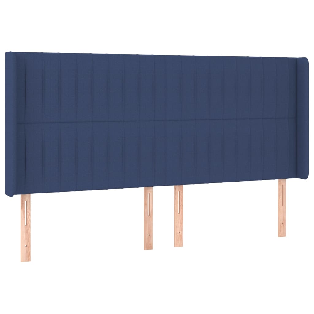 vidaXL Zagłówek do łóżka z LED, niebieski, 203x16x118/128 cm, tkanina