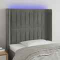 vidaXL Zagłówek do łóżka z LED, jasnoszary, 83x16x118/128 cm, aksamit
