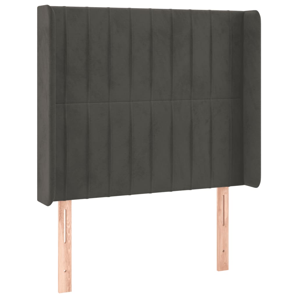 vidaXL Zagłówek do łóżka z LED, ciemnoszary, 83x16x118/128 cm, aksamit