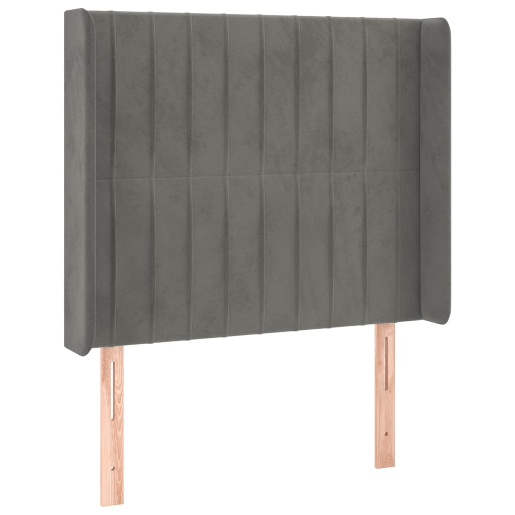vidaXL Zagłówek do łóżka z LED, jasnoszary, 93x16x118/128 cm, aksamit