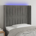 vidaXL Zagłówek do łóżka z LED, jasnoszary, 93x16x118/128 cm, aksamit