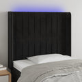vidaXL Zagłówek do łóżka z LED, czarny, 93x16x118/128 cm, aksamit