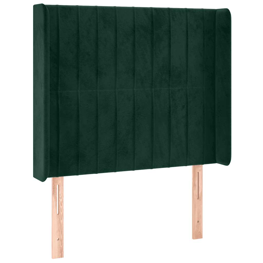 vidaXL Zagłówek do łóżka z LED, ciemnozielony 93x16x118/128 cm aksamit