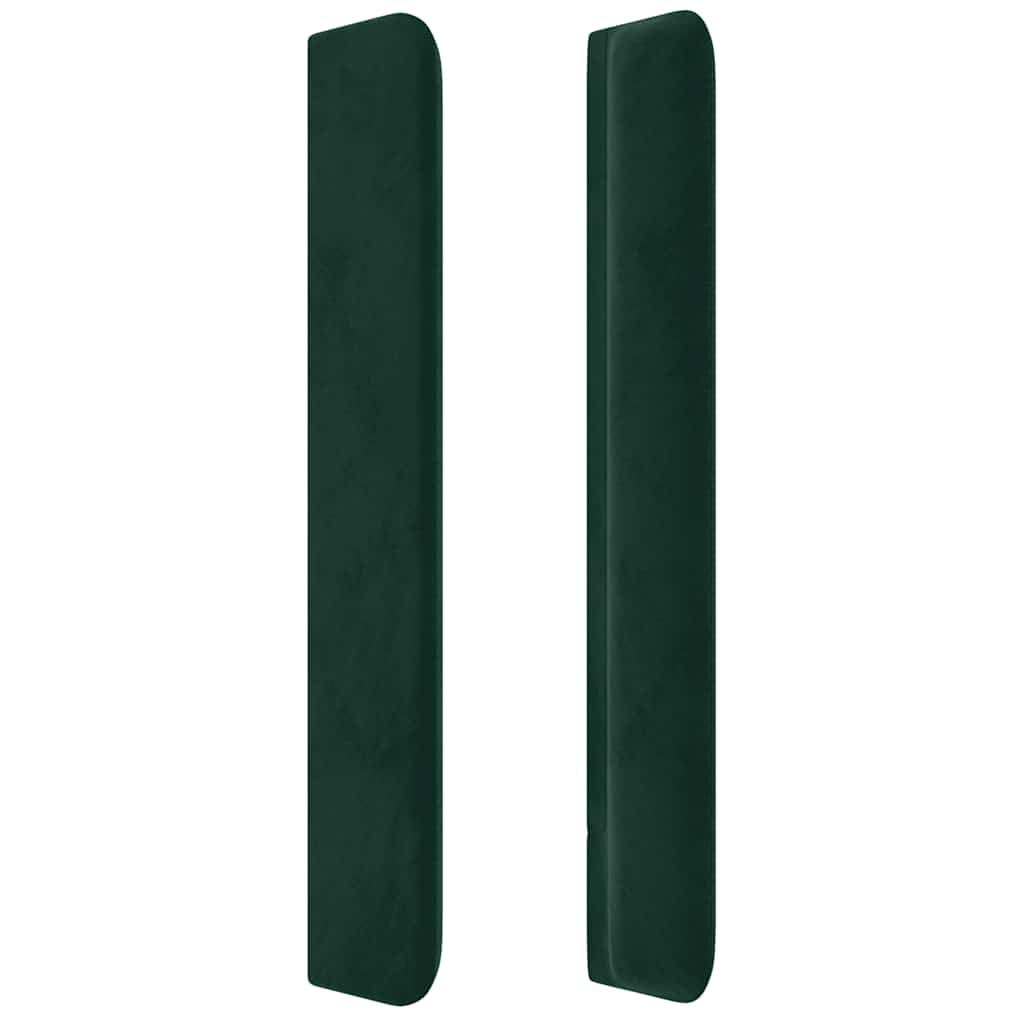 vidaXL Zagłówek do łóżka z LED, ciemnozielony 93x16x118/128 cm aksamit