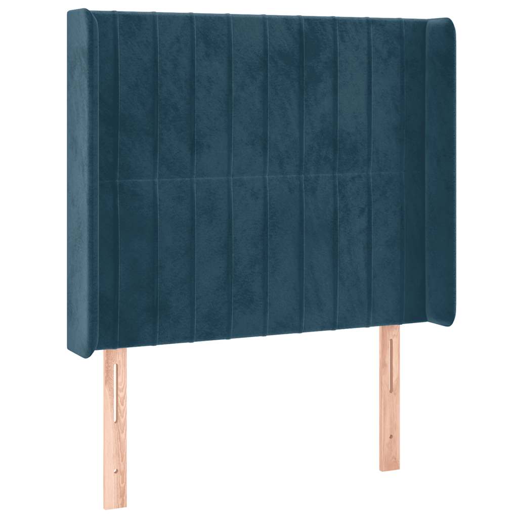 vidaXL Zagłówek do łóżka z LED ciemnoniebieski 93x16x118/128cm aksamit