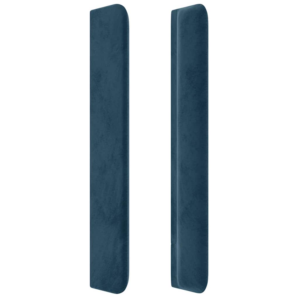 vidaXL Zagłówek do łóżka z LED ciemnoniebieski 93x16x118/128cm aksamit