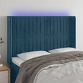 vidaXL Zagłówek do łóżka z LED ciemnoniebieski, 147x16x118/128 cm