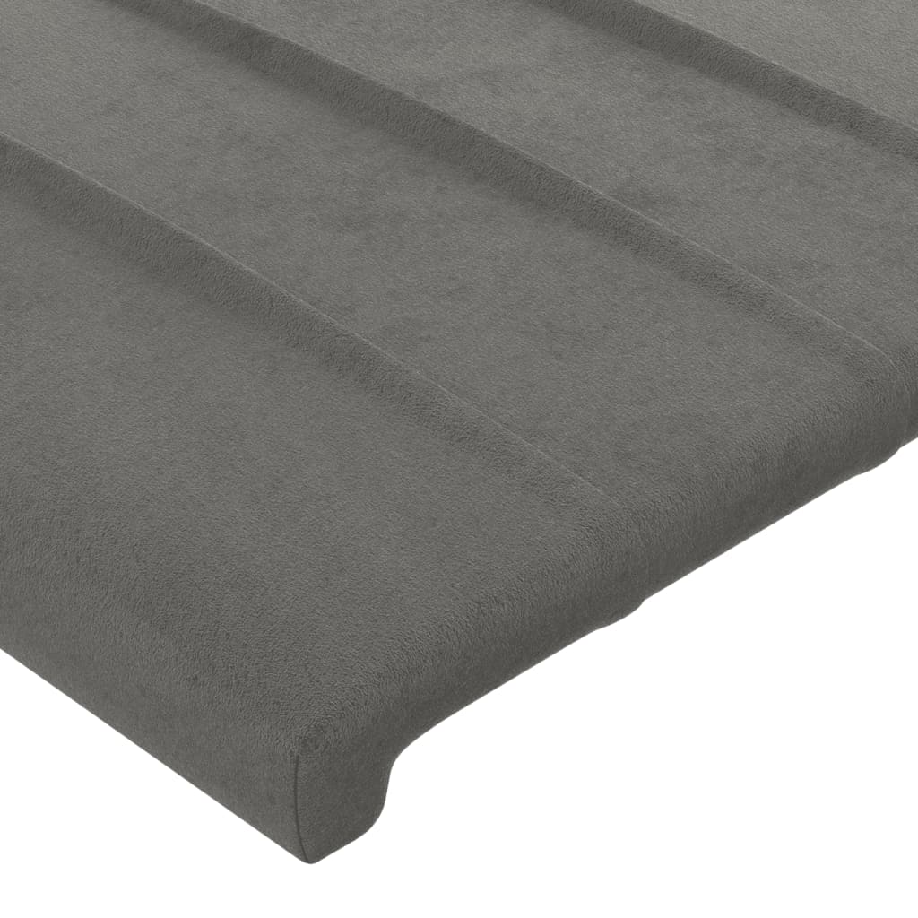 vidaXL Zagłówek do łóżka z LED, jasnoszary, 163x16x118/128 cm, aksamit