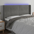 vidaXL Zagłówek do łóżka z LED, jasnoszary, 163x16x118/128 cm, aksamit