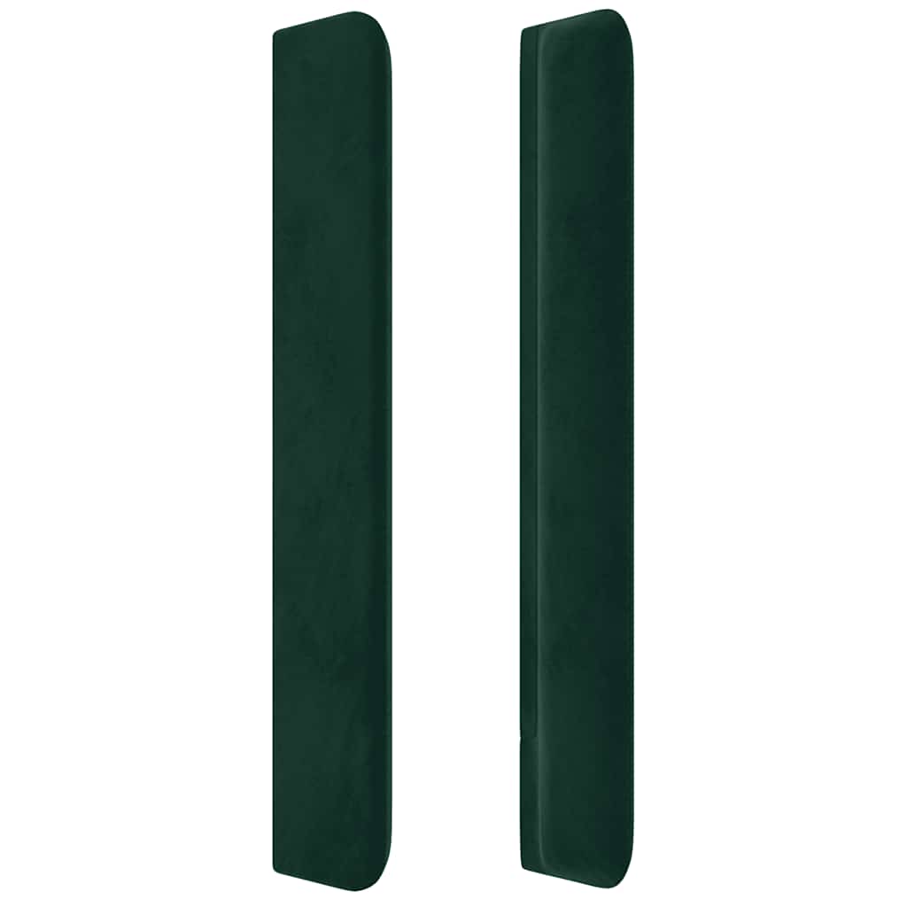 vidaXL Zagłówek do łóżka z LED, ciemnozielony 163x16x118/128cm aksamit