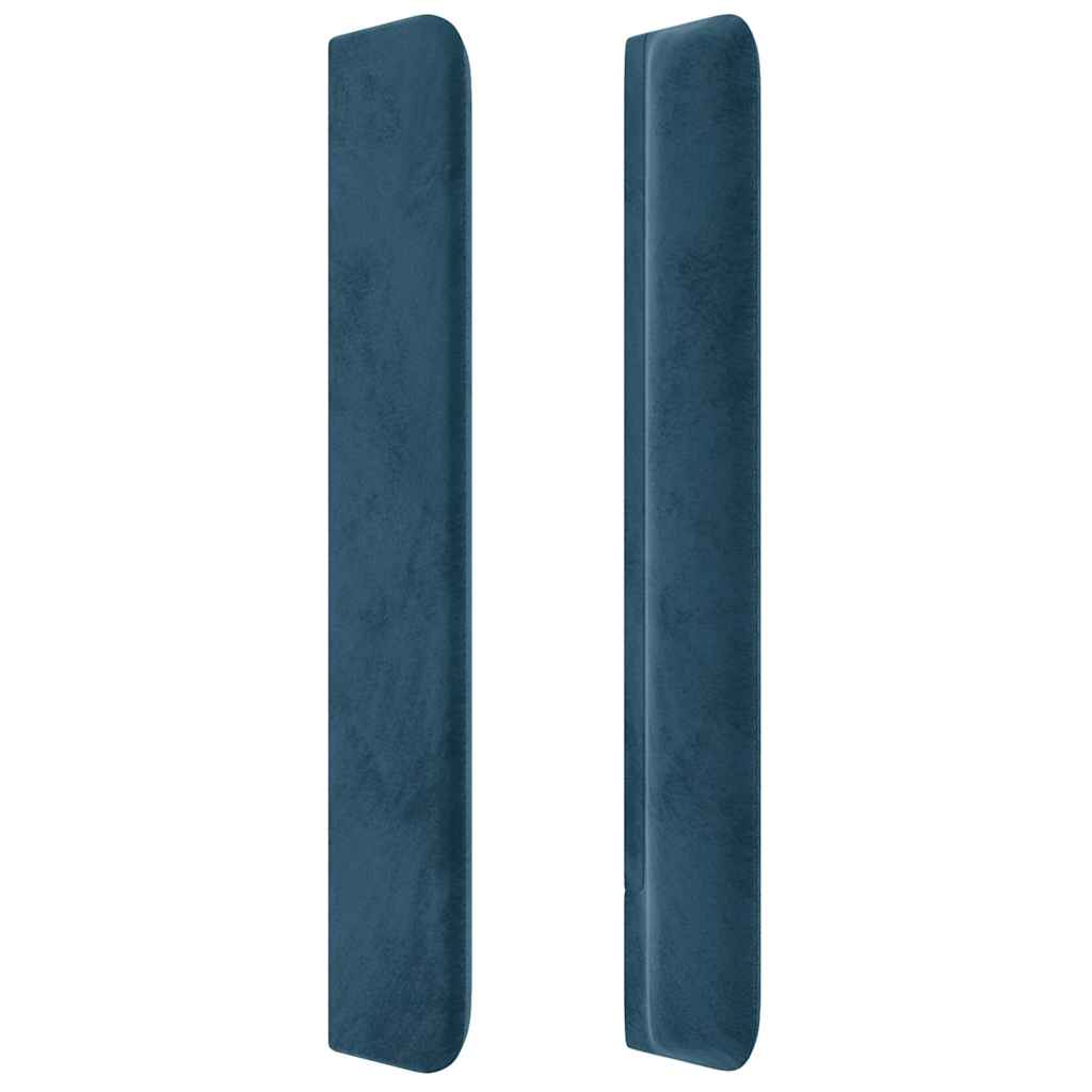 vidaXL Zagłówek do łóżka z LED ciemnoniebieski, 163x16x118/128 cm