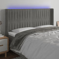 vidaXL Zagłówek do łóżka z LED, jasnoszary, 183x16x118/128 cm, aksamit