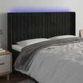 vidaXL Zagłówek do łóżka z LED, czarny, 183x16x118/128 cm, aksamit
