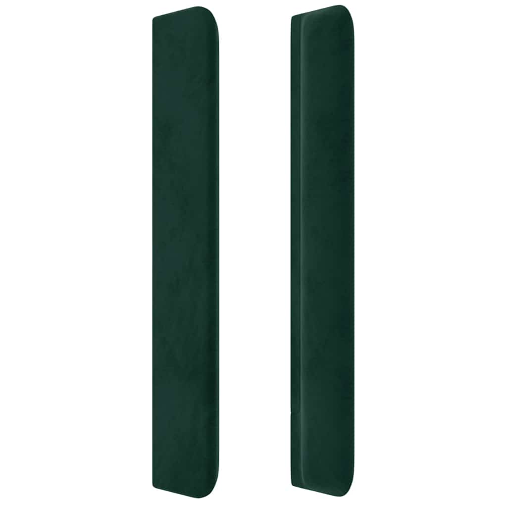 vidaXL Zagłówek do łóżka z LED, ciemnozielony 183x16x118/128cm aksamit