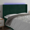 vidaXL Zagłówek do łóżka z LED, ciemnozielony 183x16x118/128cm aksamit