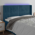 vidaXL Zagłówek do łóżka z LED ciemnoniebieski, 183x16x118/128 cm