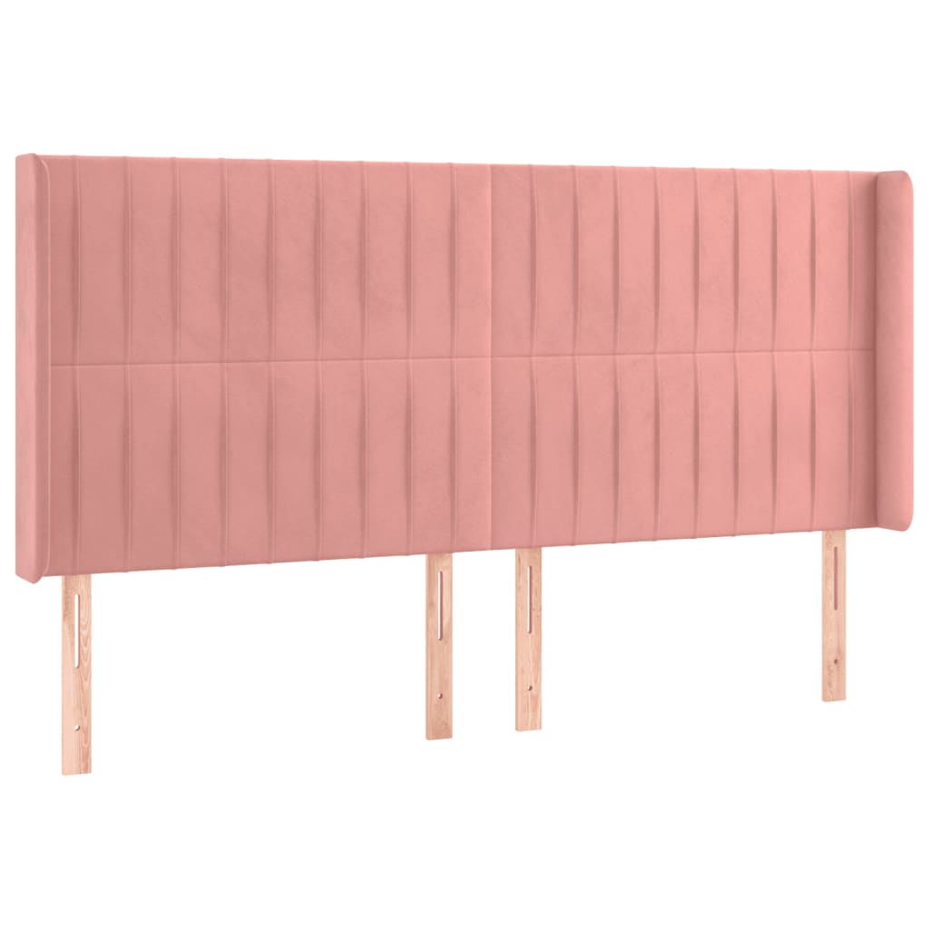 vidaXL Zagłówek do łóżka z LED, różowy, 183x16x118/128 cm, aksamit